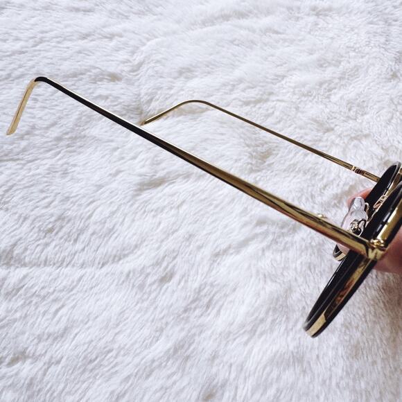 Dean Black w/ Gold Rim Round Sunglasses - Picture 5 of 12